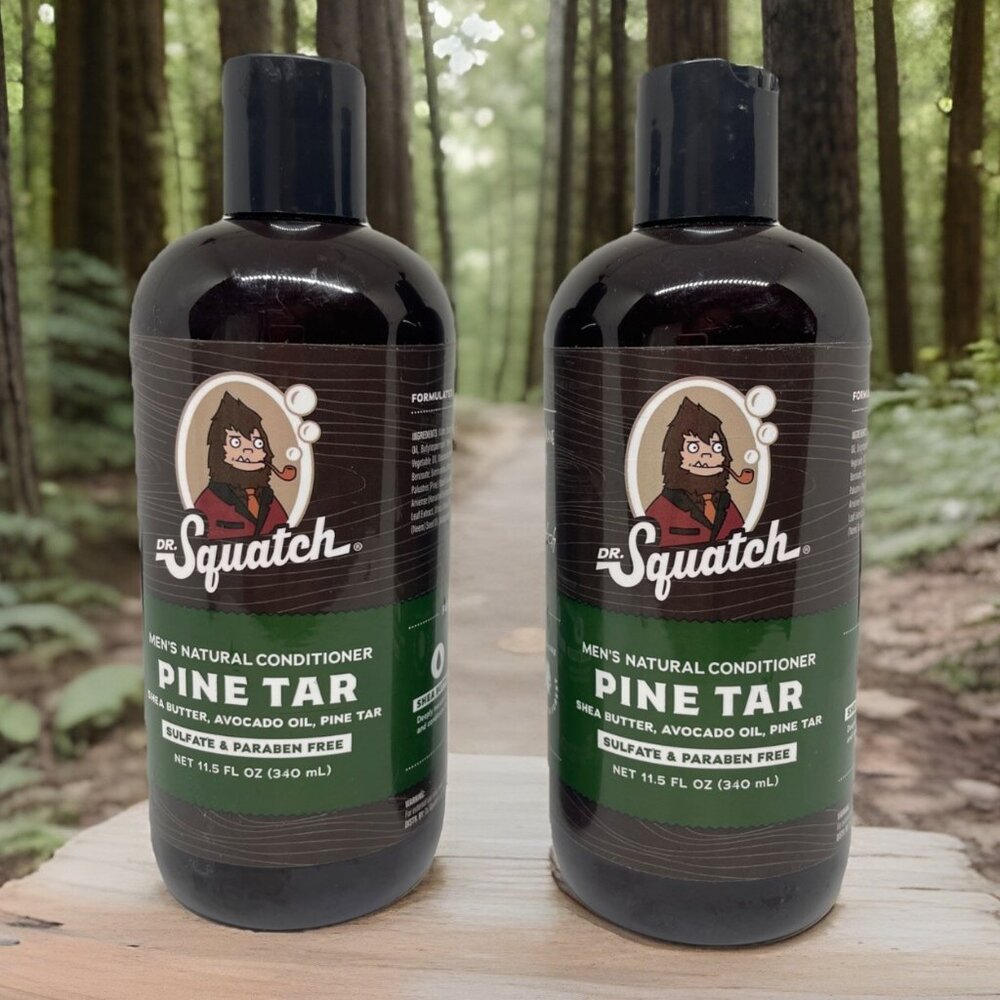 2 Bottles Dr Squatch PINE TAR Mens Natural Hair Conditioner AVOCADO OIL SHEA